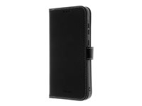 Insmat Exclusive - Baksidesskydd för mobiltelefon - genuint läder, kartong+papper+aluminiumfolie, termoplastisk polyuretan (TPU), bomullssömmar - svart - för Samsung Galaxy A55 650-3233