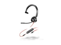 HP Poly Blackwire 3315 - Blackwire 3300 series - headset - på örat - kabelansluten - 3,5 mm kontakt, USB-C - svart 76J14AA