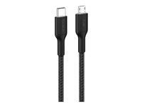 Belkin BoostCharge Pro - USB-kabel - USB-C (hane) till mikro-USB typ B (hane) - 1 m - USB Power Delivery (15W), flätad kabel CAB026HQ1MBK