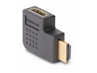 StarTech.com Right Angle HDMI 2.0 Adapter, 90-Degree HDMI Port Saver, M/F - High Speed - HDMI-adapter - HDMI hane till HDMI hona högervinklad - svart - passiv, dubbelriktad, 4K60Hz stöd HDMI2HDMIMFRA