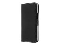 Insmat Exclusive - Vikbart fodral för mobiltelefon - genuint läder, kartong+papper, polykarbonat, bomullssömmar, polyuretan - svart - för Google Pixel 8 Pro 650-3251