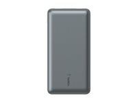 Belkin BoostCharge - Power bank - 20000 mAh - 15 Watt - 3 A - 3 utdatakontakter (2 x USB, USB-C) - på kabel: USB-C - rymdgrå BPB012BTGY