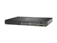 HPE Aruba CX 6300F - Switch - endast horisontal ytmontering - L3 - Administrerad - 24 x 10/100/1000 (PoE+) + 4 x 50 Gigabit Ethernet SFP56 - framsidan och sida till baksidan - rackmonterbar - PoE+ - TAA-kompatibel S0G96A#ABB