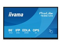 iiyama ProLite TE8613A-B1AG - 86" Diagonal klass (85.6" visbar) LED-bakgrundsbelyst LCD-skärm - interaktiv digital skyltning - med pekskärm (multi-touch) / PC-anslutning som tillval - 4K UHD (2160p) 3840 x 2160 - svart ram med matta ytor TE8613A-B1AG