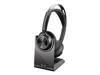 HP Poly Voyager Focus 2 - Headset - på örat - Bluetooth - trådlös - aktiv brusradering - USB-C via Bluetooth-adapter, USB-A via Bluetooth-adapter - svart - med laddningsställ - Zoomcertifierad, Certifierad för Microsoft-teams 9T9J6AA#AC3