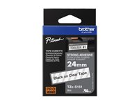 Brother TZe-S151 - Extrastark häftning - svart på klar - Rulle ( 2,4 cm x 8 m) 1 kassett(er) bandlaminat - för Brother PT-D600, P750, P950; P-Touch PT-D610, D800, E550, P900, P950; P-Touch EDGE PT-P750 TZES151