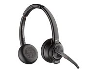 Poly Savi 8220 - Savi 8200 series - headset - på örat - DECT / Bluetooth - trådlös - USB-A via Bluetooth-adapter - svart - UC-certifierad, Certifierad för Microsoft-teams 8D3F5AA#ABB