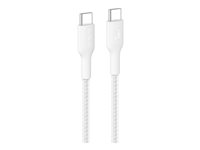 Belkin BoostCharge Pro - USB-kabel - USB-C (hane) till USB-C (hane) - 1 m - USB-strömförsörjning (240W), flätad kabel - vit CAB025HQ1MWH